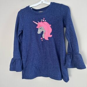 Rococo toddler 5 blue & pink unicorn flare sleeve dress